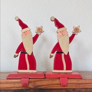 Festive Santa Stocking Holders - Red and Cream